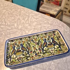 Vintage Ceramic Tray with Bird Design